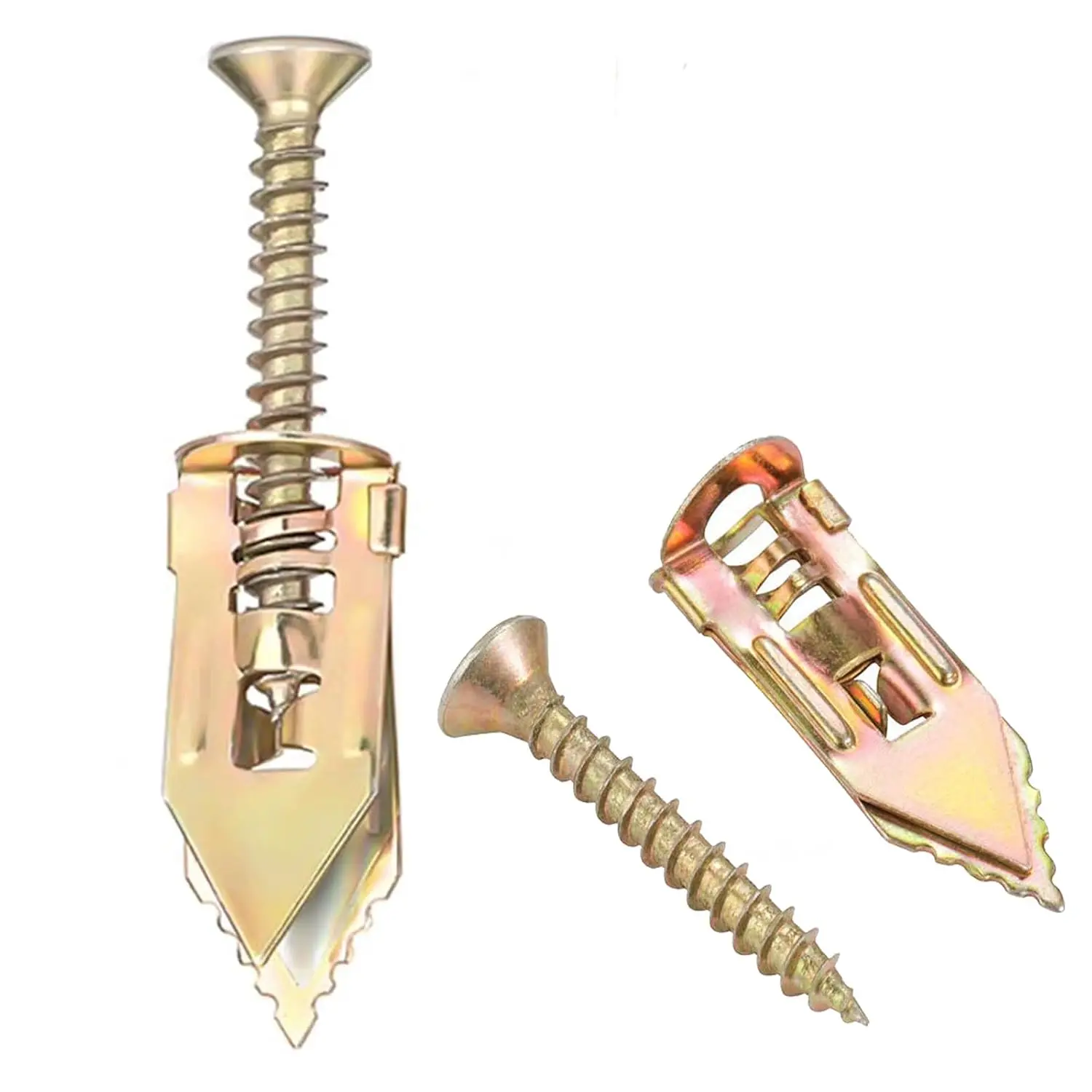 100 count (50 Sets) Self-Drilling Drywall Anchors with Screws, Expansion Screw Sleeve for Drywall Plaster Anchors Fixing Expansion Anchor Bolt, No Drill or Holes in Wall (0.47X1.18in)