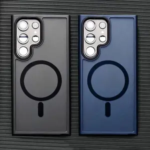Matte Magnetic Translucency Phone Case for Samsung S25 Ultra S24 S23 S22 Plus FE for Magsafe Wireless Charge Cover
