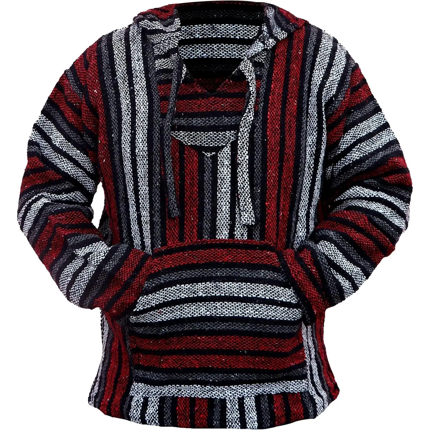 Mexican Baja Jerga Hoodie Pullover Sweatshirt - Hippie Surf Poncho Sweater(Gift)