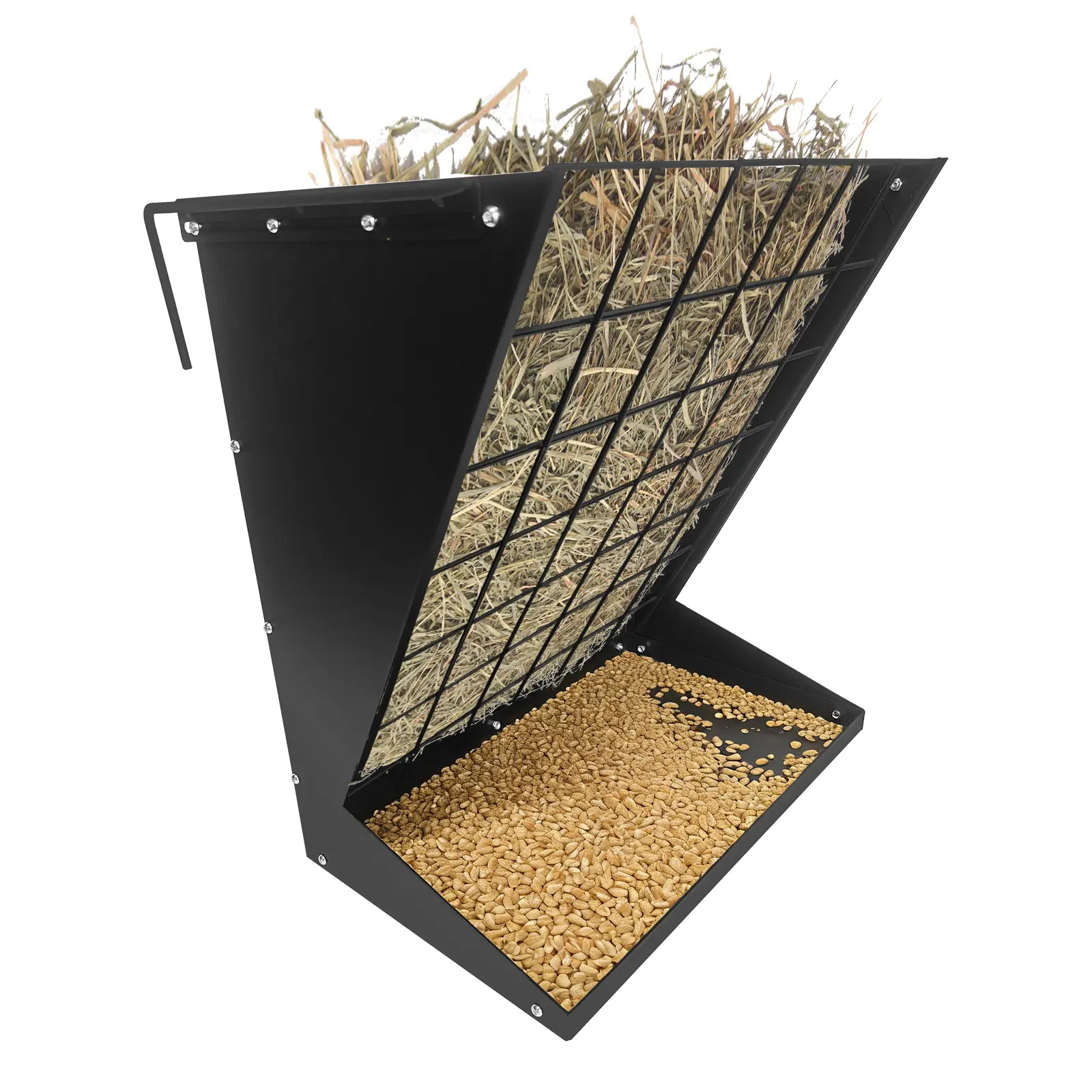 2-in-1 Wall Mount Hay & Grain Feeder 22.4" | Heavy-Duty Carbon Steel, Rust-Resistant – for Goats, Sheep, Horses & Cattle, Farm/Ranch