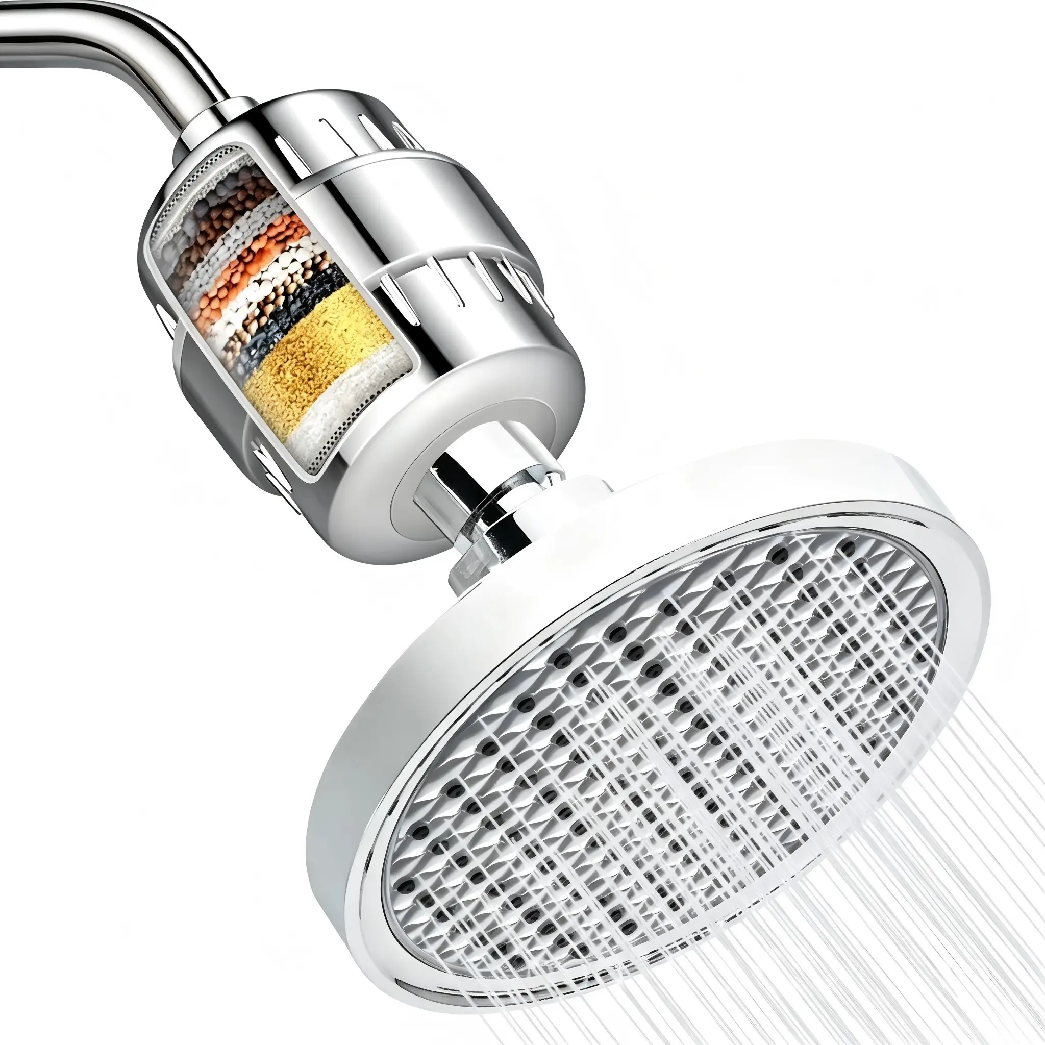 15-Stage Filtration Shower Filter & High Pressure Showerhead With Filter Combo, Hard Water Softener, Removes Chlorine, Skin & Hair Care