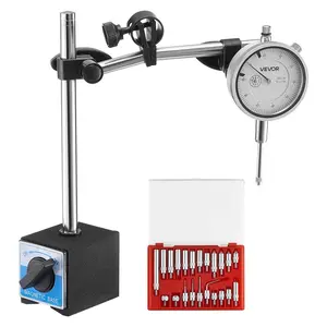 VEVOR Dial Test Indicator with 2.4 inch Dial, Dual Rod Stand & Storage Case, 0.001in Accuracy, 0-1in Range, Fine Adjustable Long Arm, Non-Magnetic Centering Rods, User-Friendly Operation for Lathes, Milling Machines, Inspection Tasks