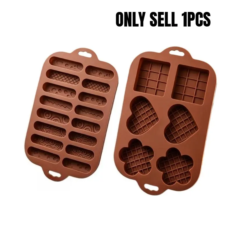 One silicone baking mold, soft, easy to release, heat-resistant, and easy to clean. Perfect for making waffles, chocolate, and cakes, with various patterns and sizes to easily DIY snacks