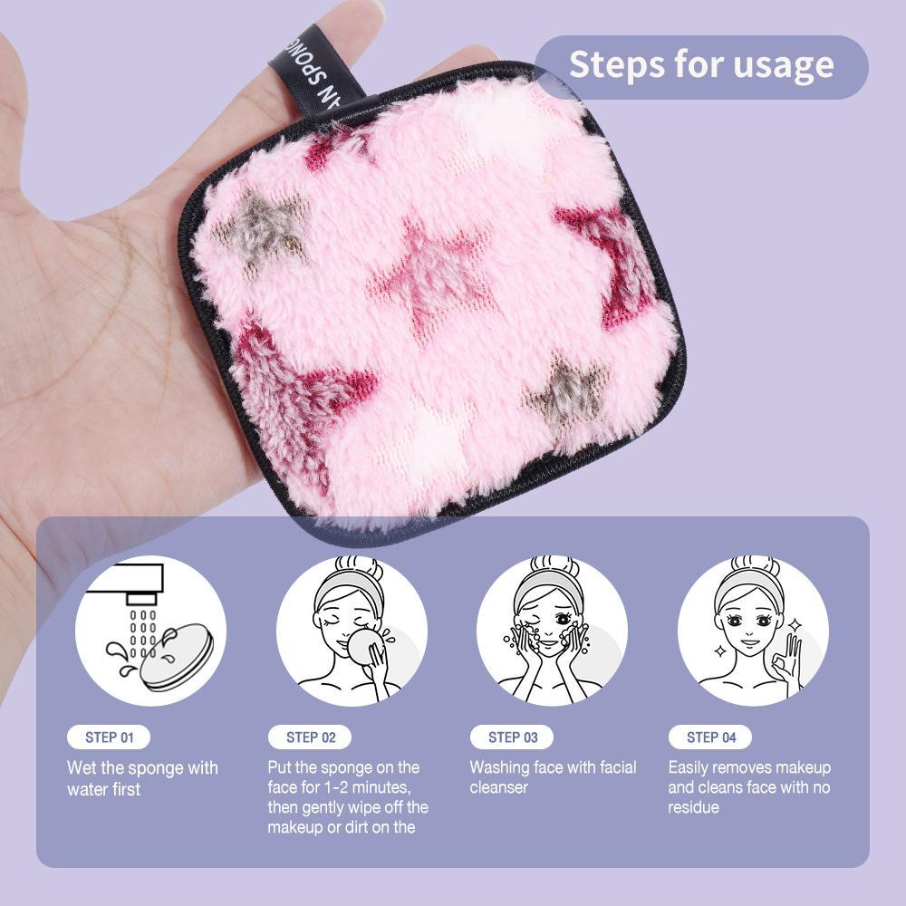 MAANGE Travel Reusable Makeup Remover Pads, Makeup Remover Tool, 6 Counts Colorful Facial Cleaning Puffs, Face Wash Sponges, Square Shape Fluffy Face Washing & Skin Cleansing Pads, Comfort Hygiene Products, Christmas Gift