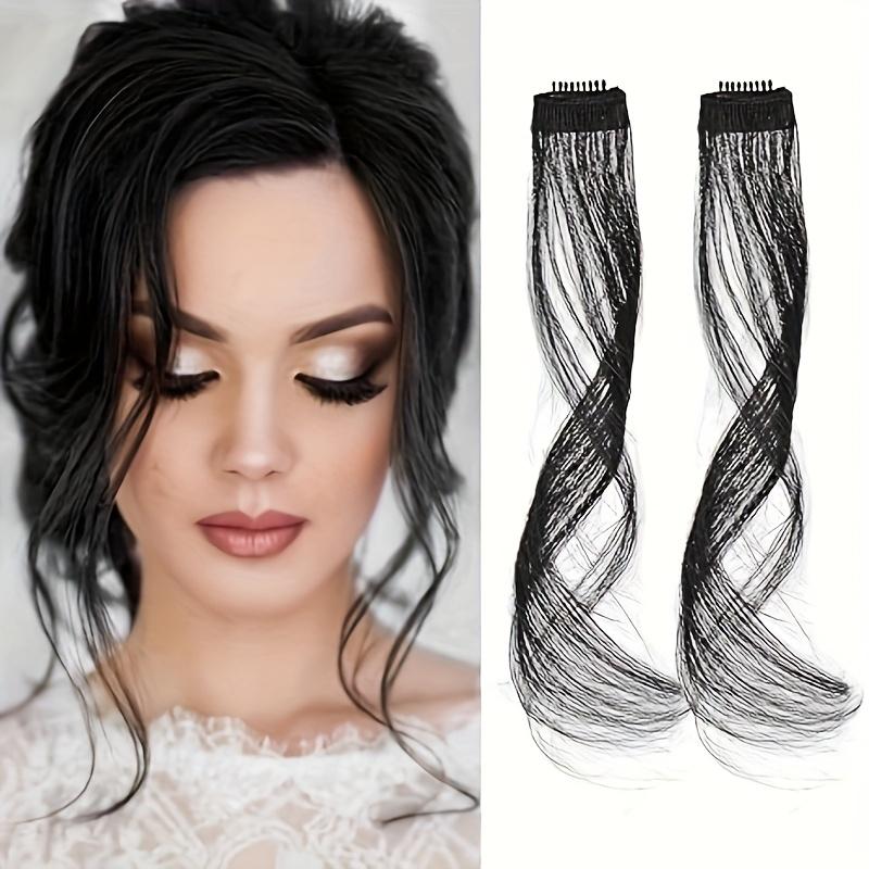2pcs long side air bangs, wavy clip-in curtain bangs, front bangs for women's daily use, Christmas, music festival wigs