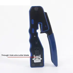 8P RJ45 Pass Through Network Cable Crimping Tool, Wire Stripper/Cutter/Crimper All-in-One for Ethernet Cable