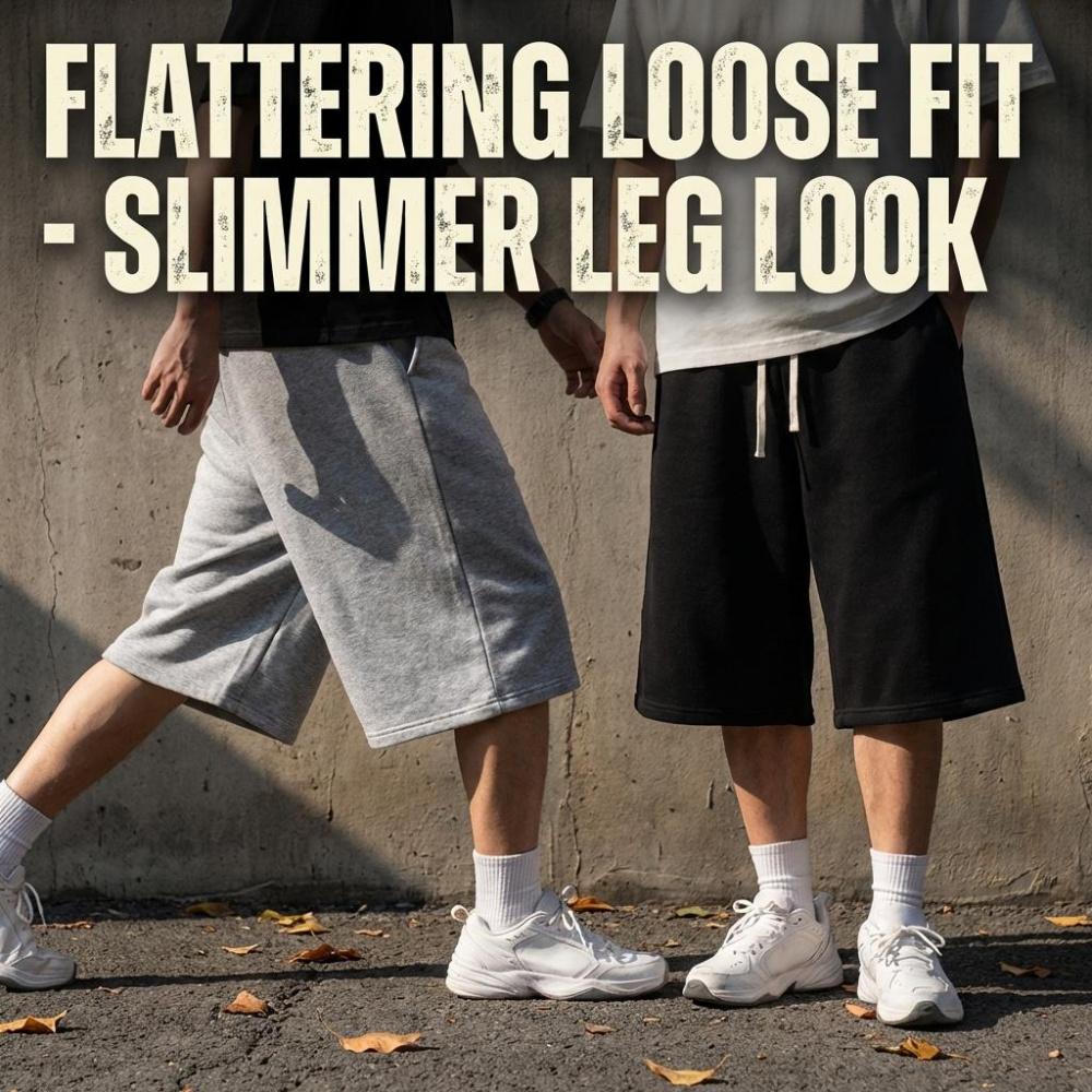 Men's Baggy Deep Crotch Sweat Shorts Extra Long Knee-Length Drawstring Streetwear Hip Hop Shorts with Pockets Casual Breathable Athletic Summer Workout Shorts for Mexican American Street Style