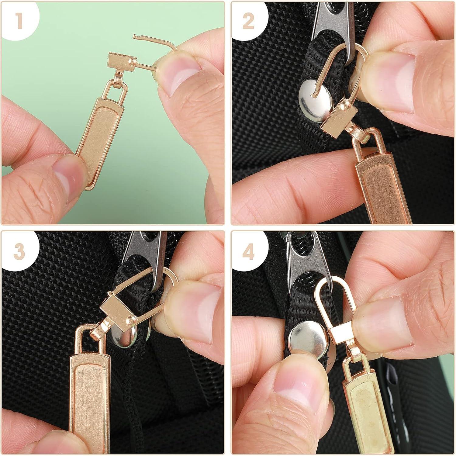 10 count Replacement Zipper Pull Detachable Metal Zip Pulls Repair Golf Bag Zipper Pull Replacement Tab for Luggage Clothing Jackets Jeans Backpacks Boots Dresses Purse Coat(Universal Extender)