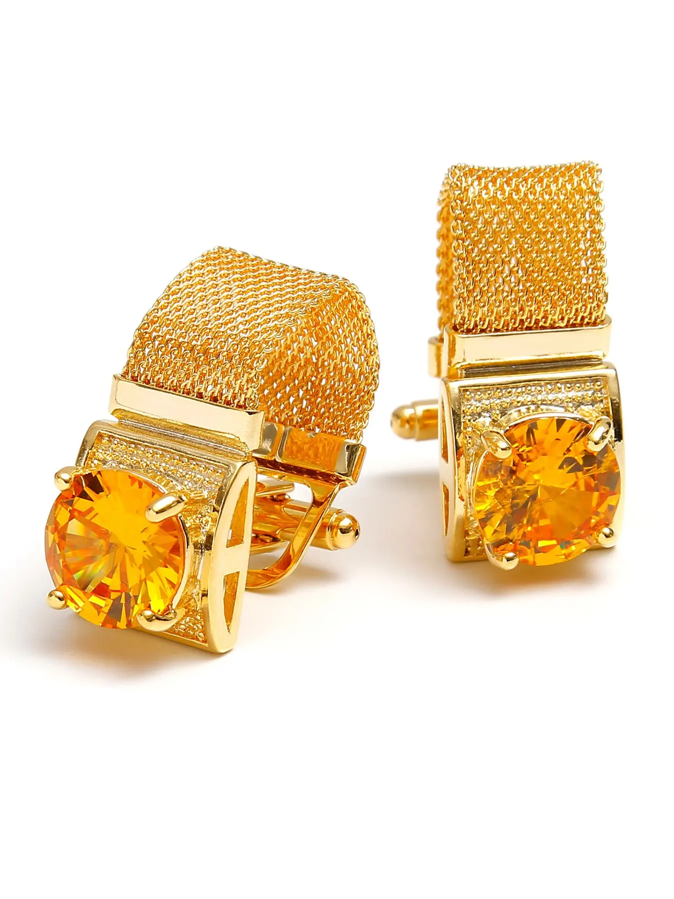Luxury Zircon Brass Chain Cufflinks for Men with Gift Box, Men's Gifts for Business Events, Holidays