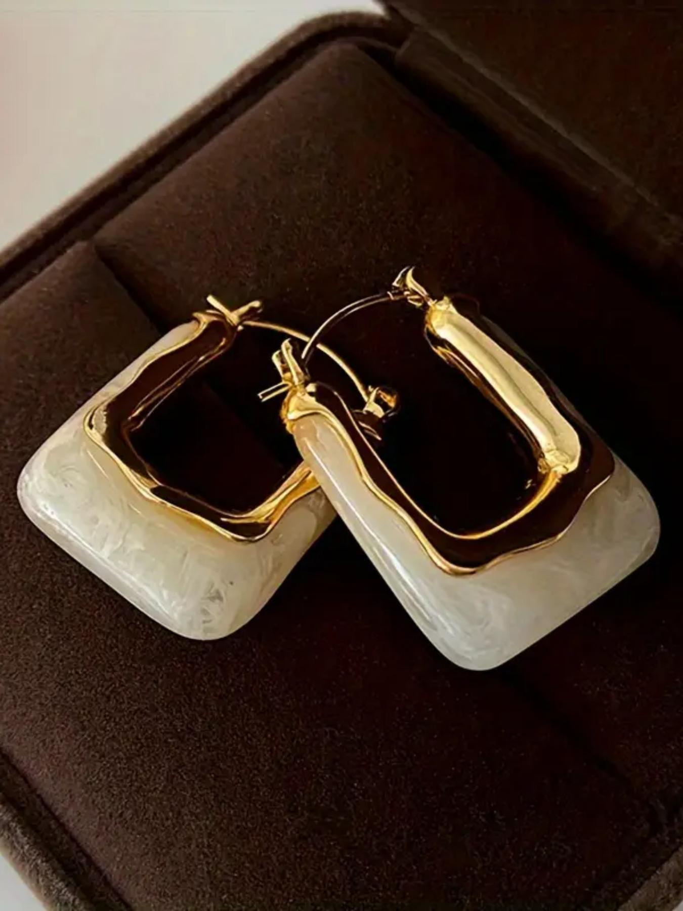 Vintage U-shaped Earrings, Gold Plated Hoop, Fashionable Earrings for Women, Trendy All-match Fashion Jewelry for Party Wear, Exquisite Birthday Gift, Lightweight Chunky Hoops, Stylish Jewelry, Fashionable Jewelry Accessories