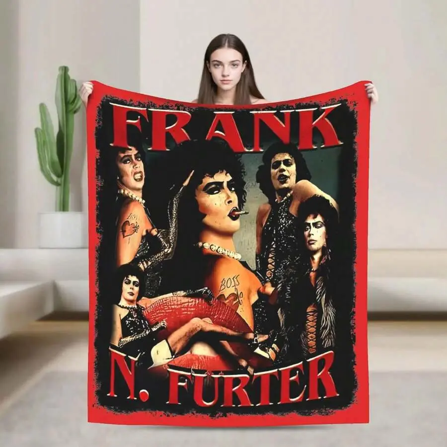 Frank N Furter Digital Prints Fleece Blanket - The Rocky Horror Picture Show Home Decor, Super Warm Travel Throw, Durable Multi-Use Occasion Gift