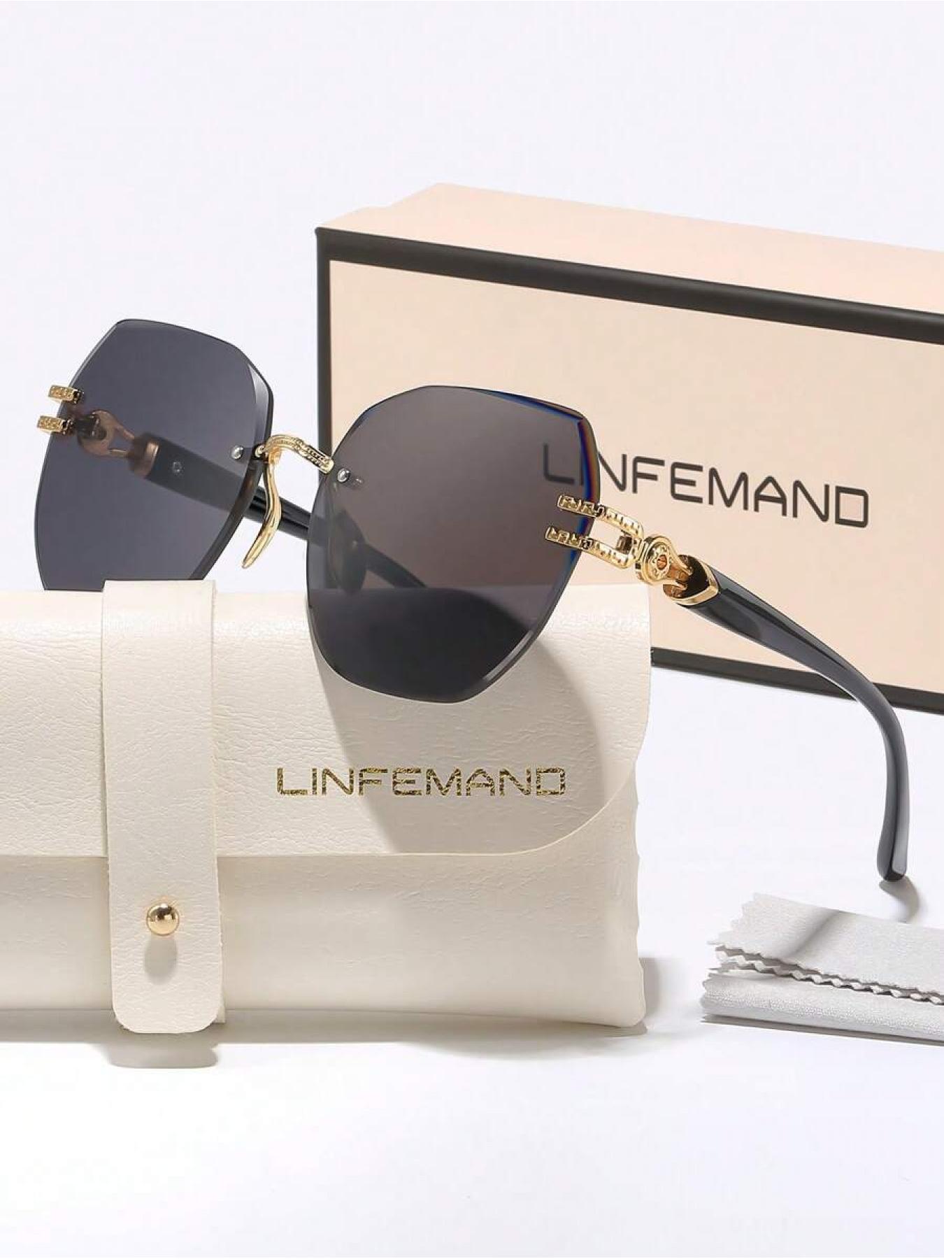 Elegant Lightweight Rimless Sunglasses, Trendy Casual Geometric Frame Sunglasses for Women, Fashion Accessories for Everyday Use and Outdoor Activities