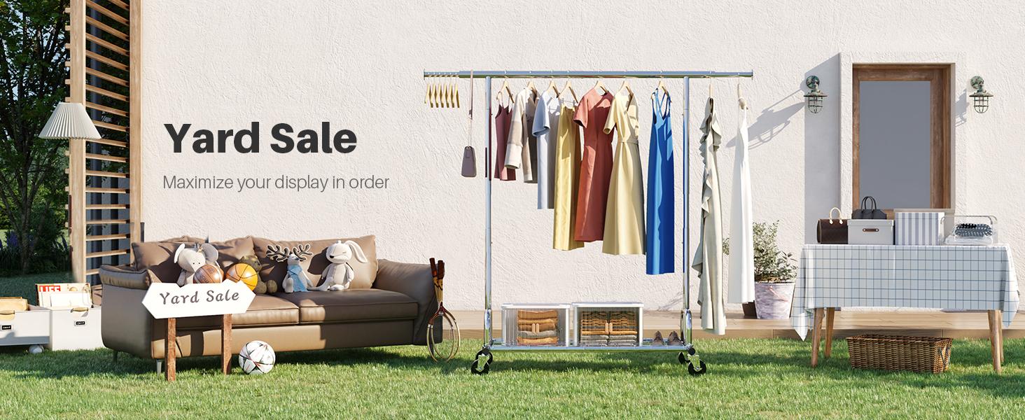 Clothing Garment Rack Capacity 525LBS Clothing Racks on Wheels Rolling Clothes Rack for Hanging Clothes Heavy Duty Collapsible Commercial