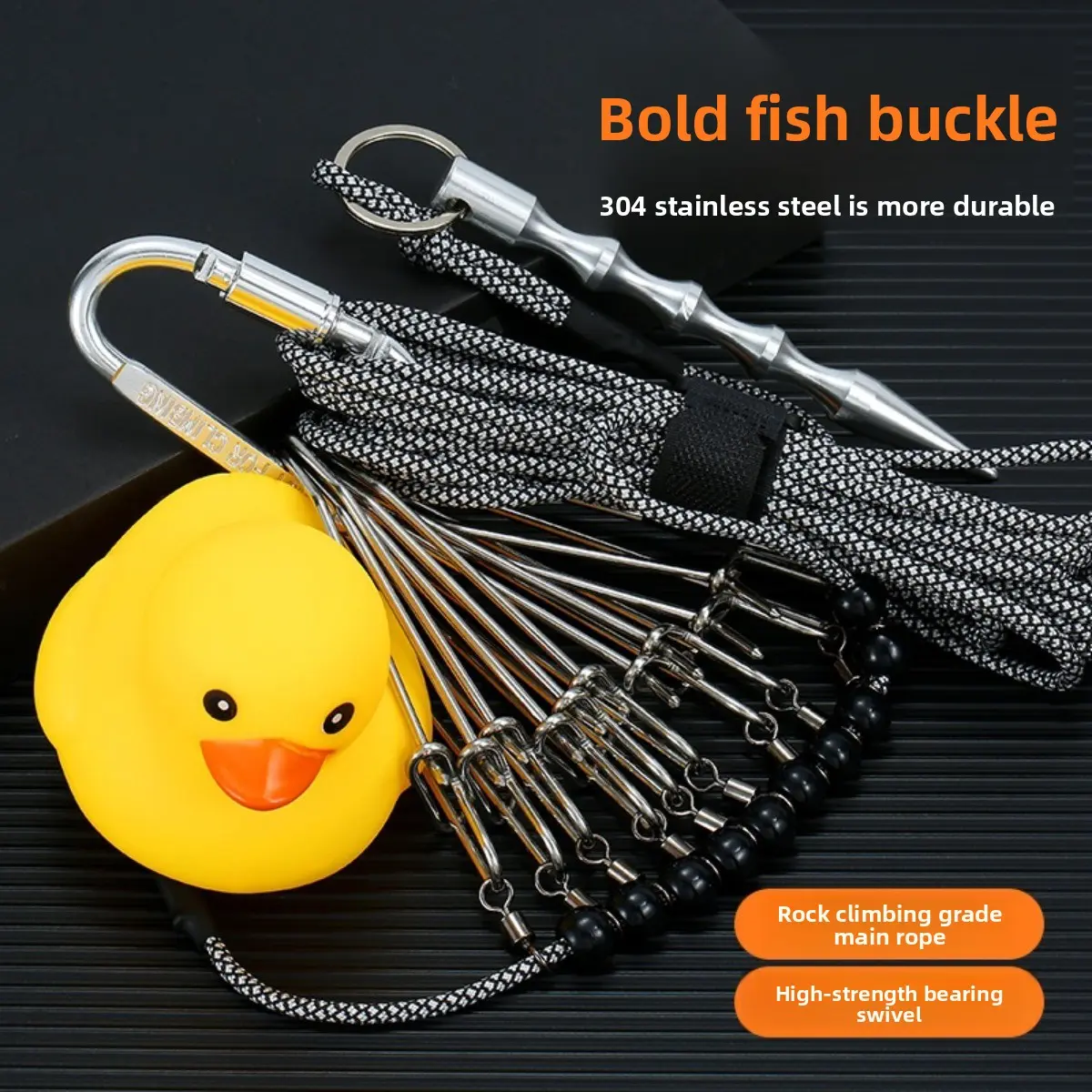 Stainless Steel Live Fish Clip Non Tangle Fishing Accessories Extended Steel Wire Fish Controller for Bighead Silver Carp Bass