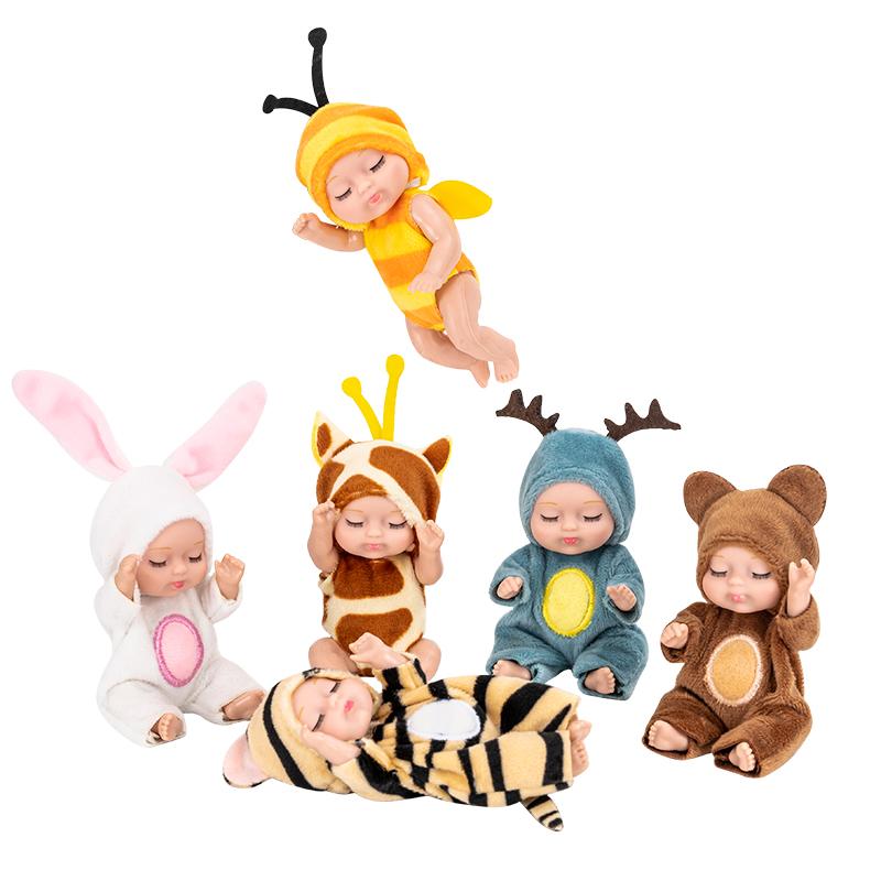 Girls' Cartoon Realistic Newborn Doll Set - 4.3in Mini Dolls, 6 Fairy Tale Princess Figures, Premium Gift Packaging, Pretend-Role Play Toy for Children