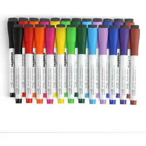 Dry Erase Markers, 24 Pack Whiteboard Markers - 12 Fine Tip And 12 Chisel Tip, 12 Colors Low Odor Dry Erase Marker With Eraser Cap