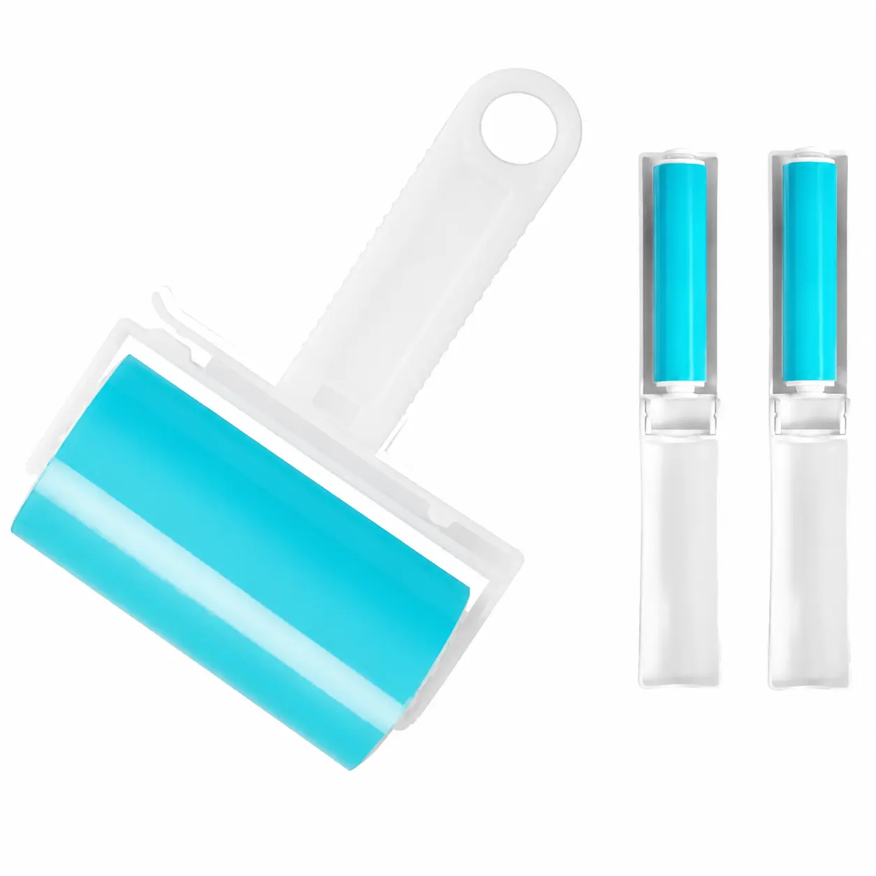 Reusable Washable Lint Roller Set – 3-Piece Pack with One Large and Two Compact Rollers for Pet Hair, Clothing, Furniture, and Travel Use; Sticky Adhesive Surface Effectively Lifts Dust, Lint, Fur, and Debris; Includes Protective Covers for Hygiene and Po