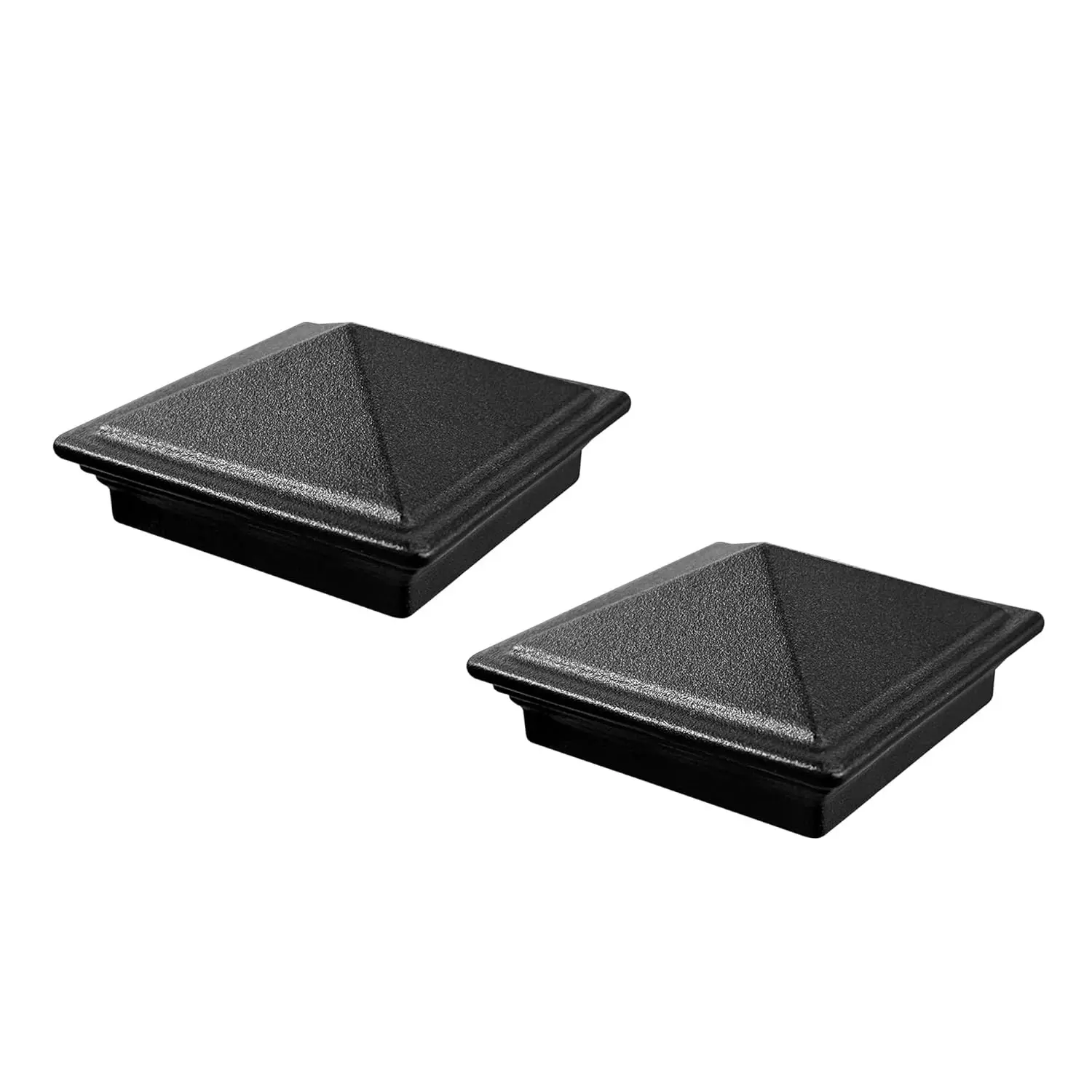 2"x2" Aluminum Pyramid Fence Post Caps - Black Post Deck Covers with Matte Powder Coating - Waterproof Column Protectors for Outdoor Wood Deck & Fence Posts,or Corridors (2Pack)