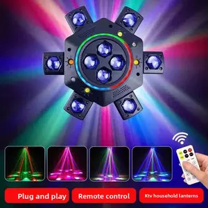 LED Decorative 6-Arm Rotating Moving Head Strobe Laser Magic Ball Stage Light, for Club, Home Party Festive Decor Supplies