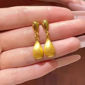 Hemisphere Water Drop Tassel Earrings Women's 24K Gold AU999 - Pure gold tassel earrings, aura boost, ideal friend gift