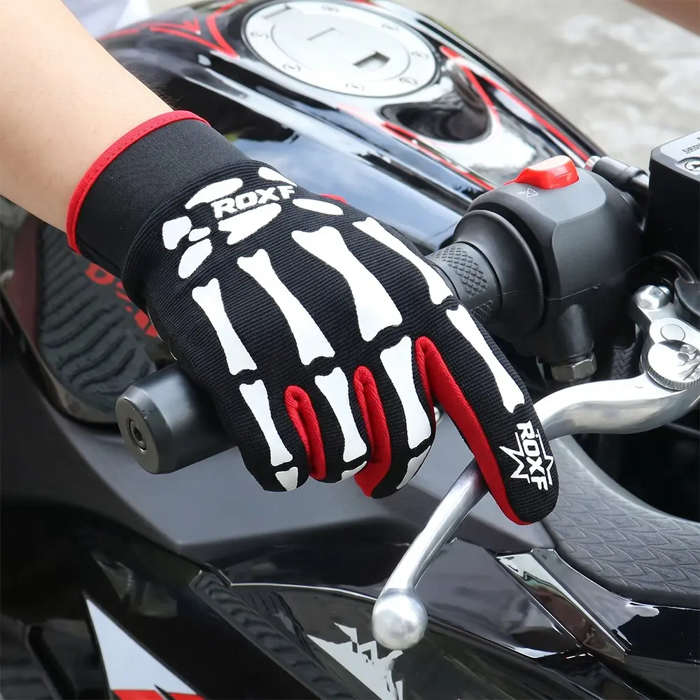Touchscreen Full-Finger Cycling Gloves, Shockproof Breathable Sports Gloves, Adjustable Velcro for Motorcycle, Mountain Bike, Atv, Outdoor Riding