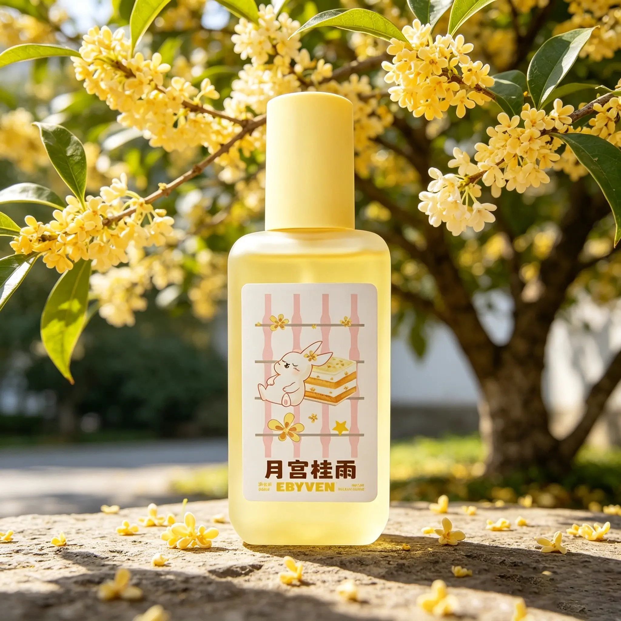 Ebyven Four Seasons Poem Moon Palace Osmanthus Rain Perfume, Women's Floral Scent, Fresh Osmanthus Fragrance, Long-Lasting Aroma