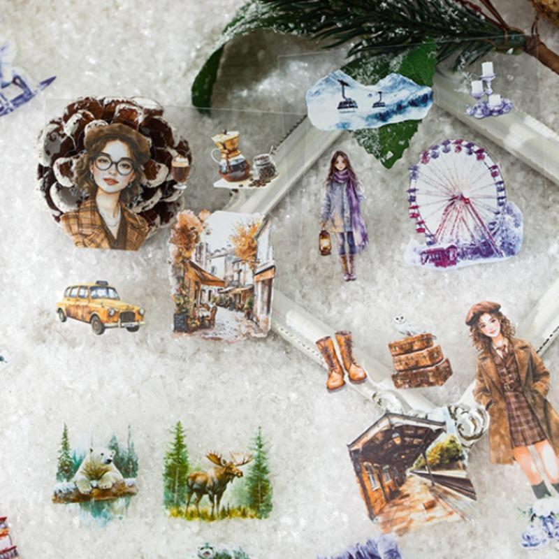 Vintage Girl Pattern Sticker, 100pcs/box Waterproof Self Adhesive Decor Paper, Decor Sticker for Gift Greeting Card Water Bottle Laptop Phone, Screen Protector, Durable