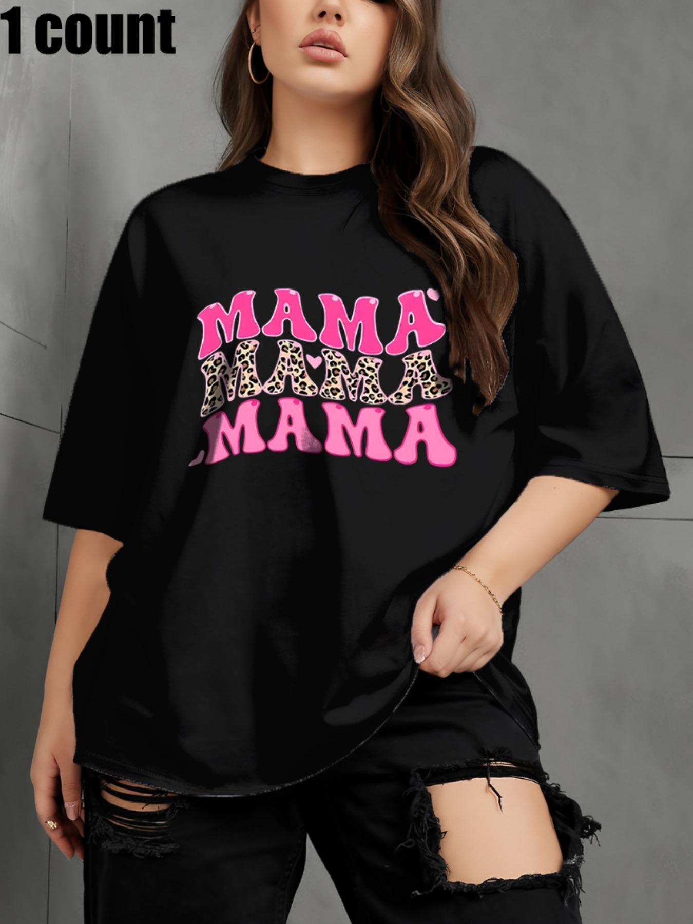 [Plus Size] Letter Print Round Neck Tee, Casual Baggy Short Sleeve Crew Neck T-shirt for Daily Wear, Womenswear for All Seasons