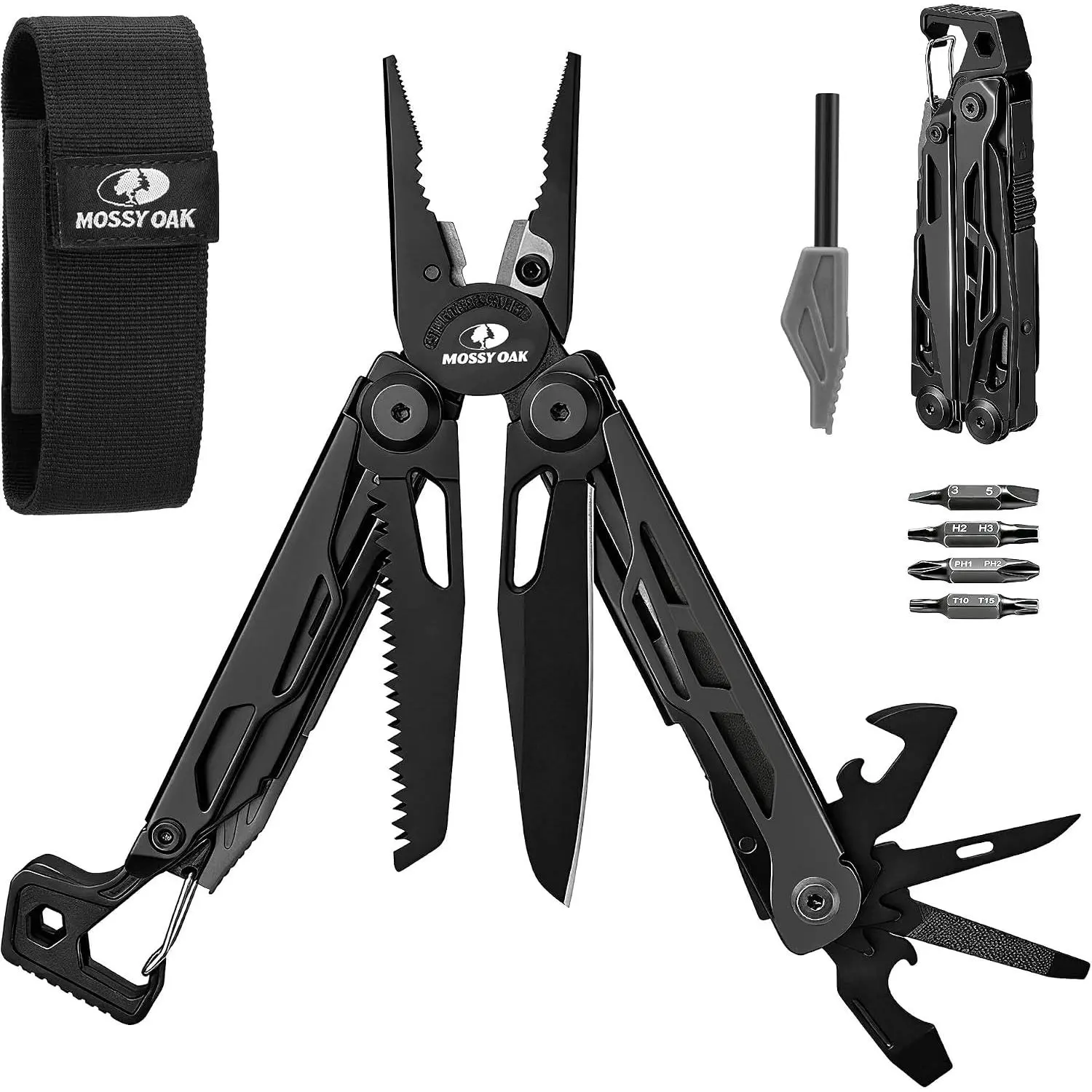 27-in-1 CNC-Machined Pliers Self-Locking| Includes knife, fire starter, whistle, bottle opener, and screwdriver for camping, hiking, and adventures