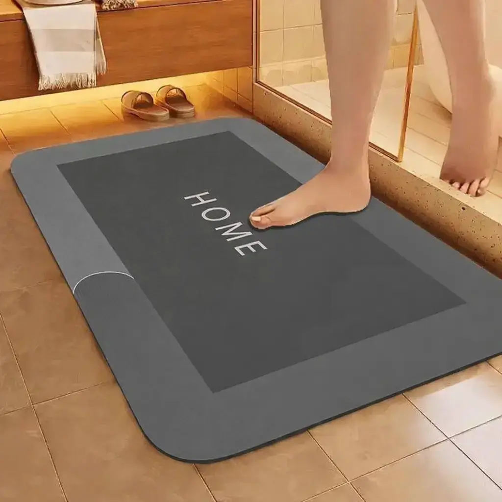 Modernized Magic Mat Bathroom,Rubber Quick Dry Bath Mat,Absorbent Mat Non-Slip Bathroom Rug Set Backed for Bathroom Kitchen Shower Sink 40*60Cm(Black)