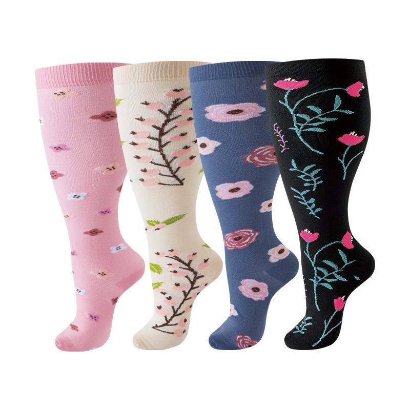MhzyCaus Plus Size Compression Socks – High Elastic Support for Big Calves, Quick-Dry Breathable Nylon, Anti-Slip & Anti-Friction for Running & Fitness