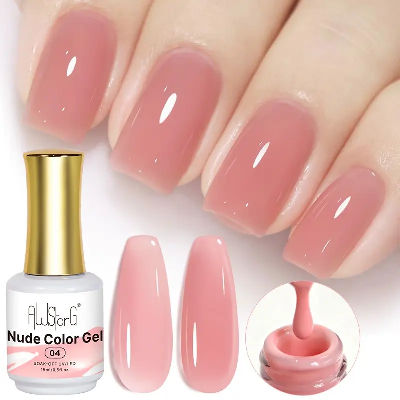 AWStorG 15ML Crystal Jelly Nude Gel Nail Polish Transparent Semi-permanent UV Gel Nail Art Soak Off Gel Varnish Supplies For Professionals