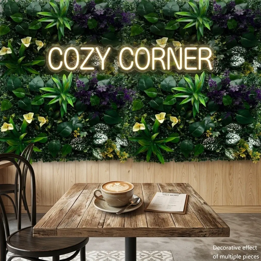 Pastel Mixed Artificial Plant Wall Panel, 60x40cm Variegated Leaves, Water Resistant, UV Protected, Indoor Wall Decor, Decorative Fake Plant
