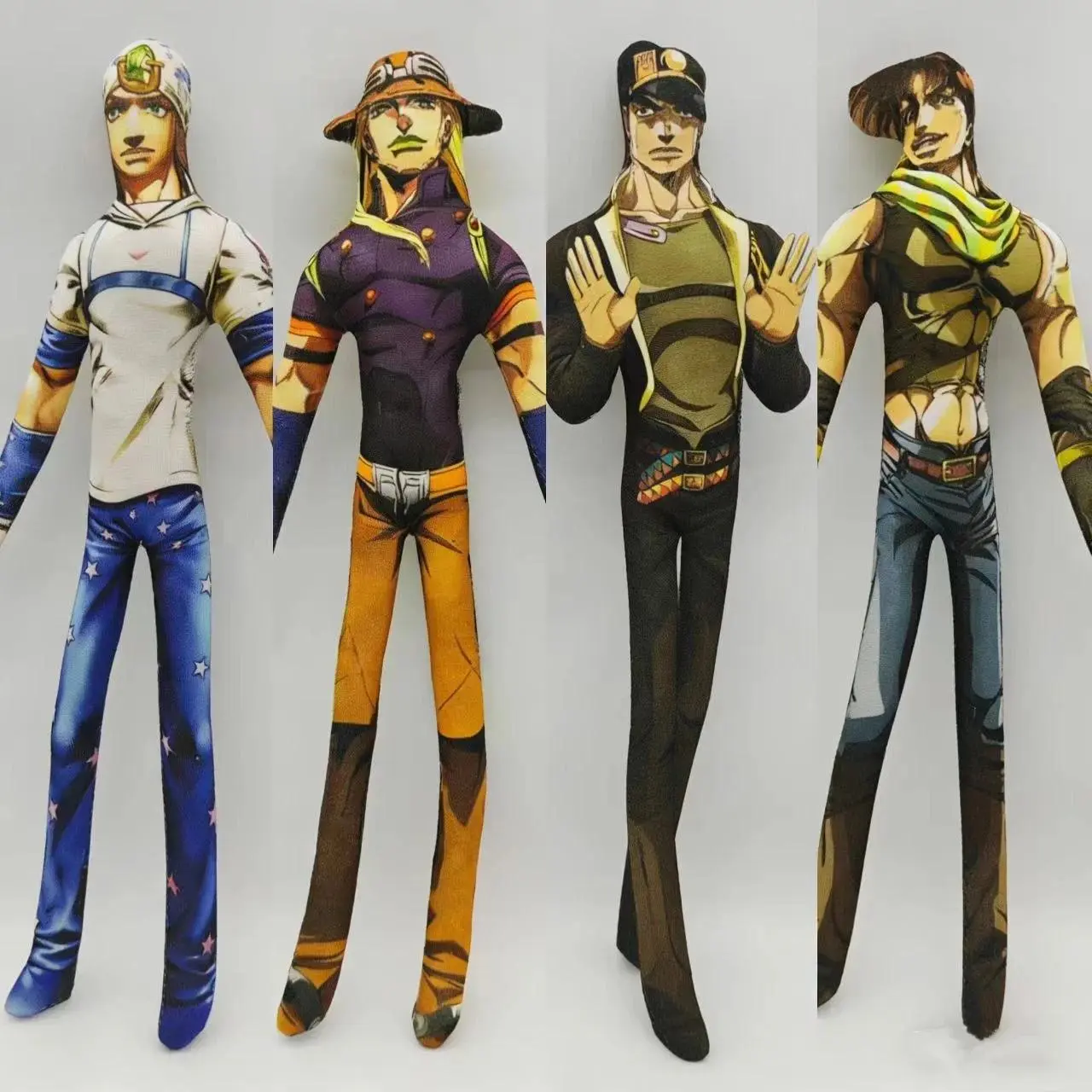 JoJo's Bizarre Adventure Character Stuffed Dolls with Abstract Wire Skeleton - Jotaro Kujo, Joseph Joestar, Gyro Zeppeli, Johnny Joestar - 28cm Collectible Toy for Cosplay Fans Gift