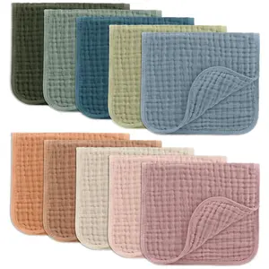 Muslin Burp Cloths 20" x 10", Pack of 10 - Large, 6-Layer, Ultra Absorbent 100% Cotton  Baby Drool and Messes - Soft, Safe & Gentle Baby Burp Cloths  Boys & Girls - Multi