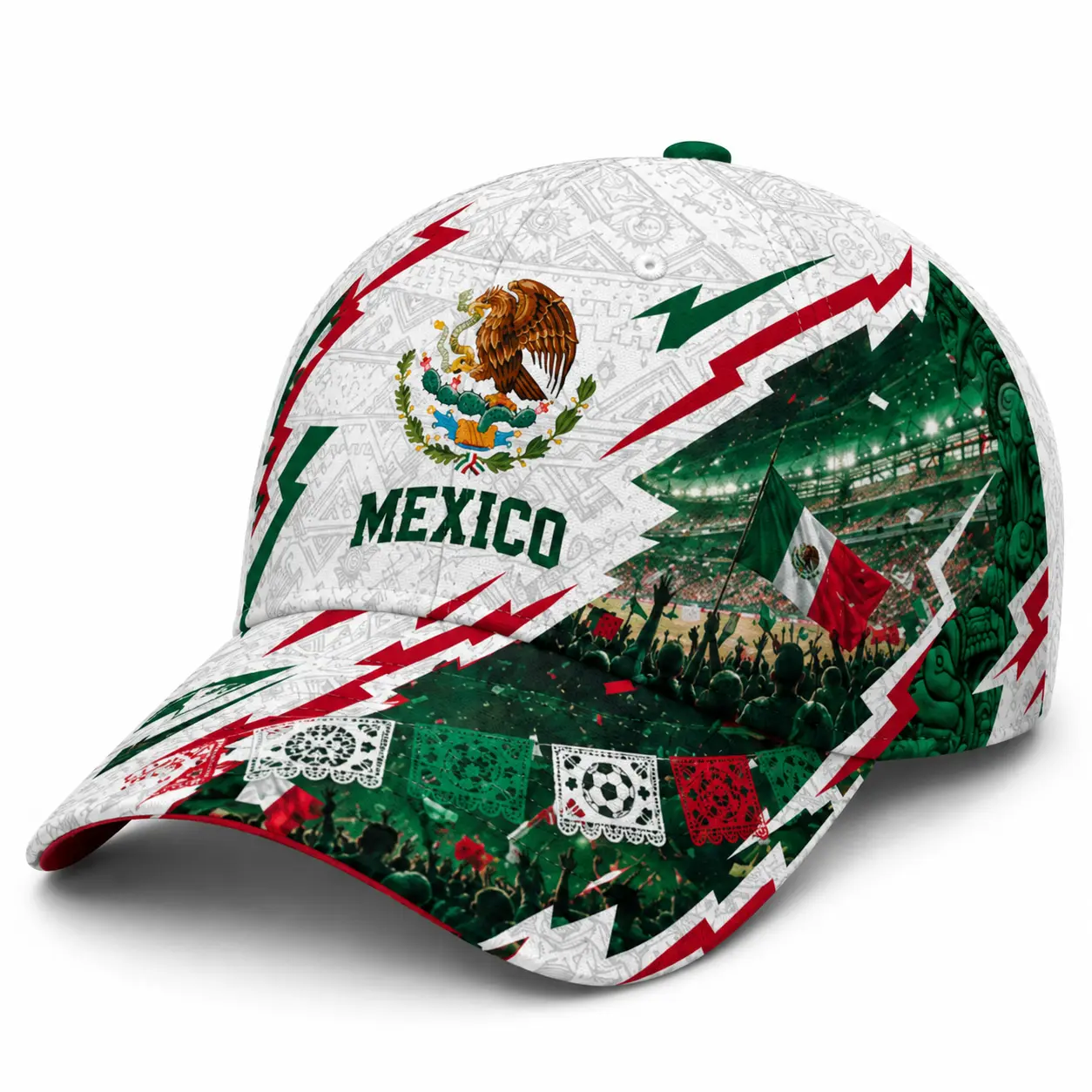 Unisex Mexico Graphic Washed Baseball Cap - Adjustable Curved Brim, Abrasive Resistant, Breathable, Limited Edition Vintage Dad Hat for Sports Fans, All Seasons Casual Streetwear Beach Accessory, Geometric