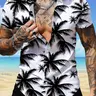 Men's All Over Tropical Palm Tree Print Button Front Shirt, Regular Fit Casual Printed Short Sleeve Collared Top for Summer, Men's Clothes for Beach Vacation, Button Up Tops