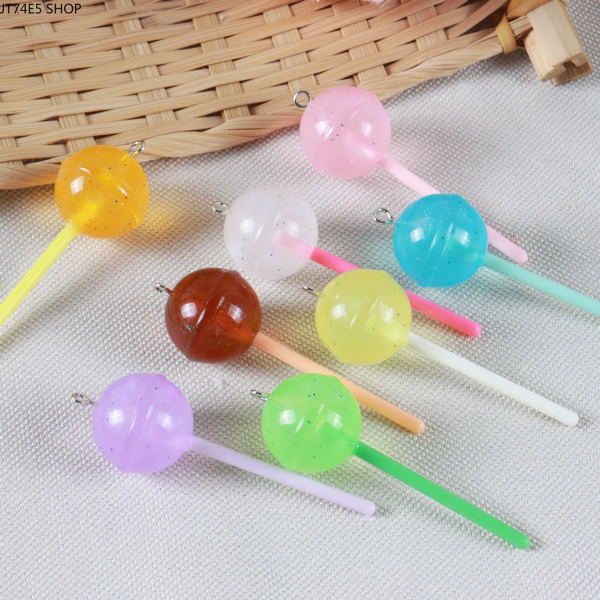 Cute Resin Lollipop Charms - Highly Simulated 3D Round Candy Texture Pendants for Jewelry Making, Daily Casual Jewelry DIY Earrings
