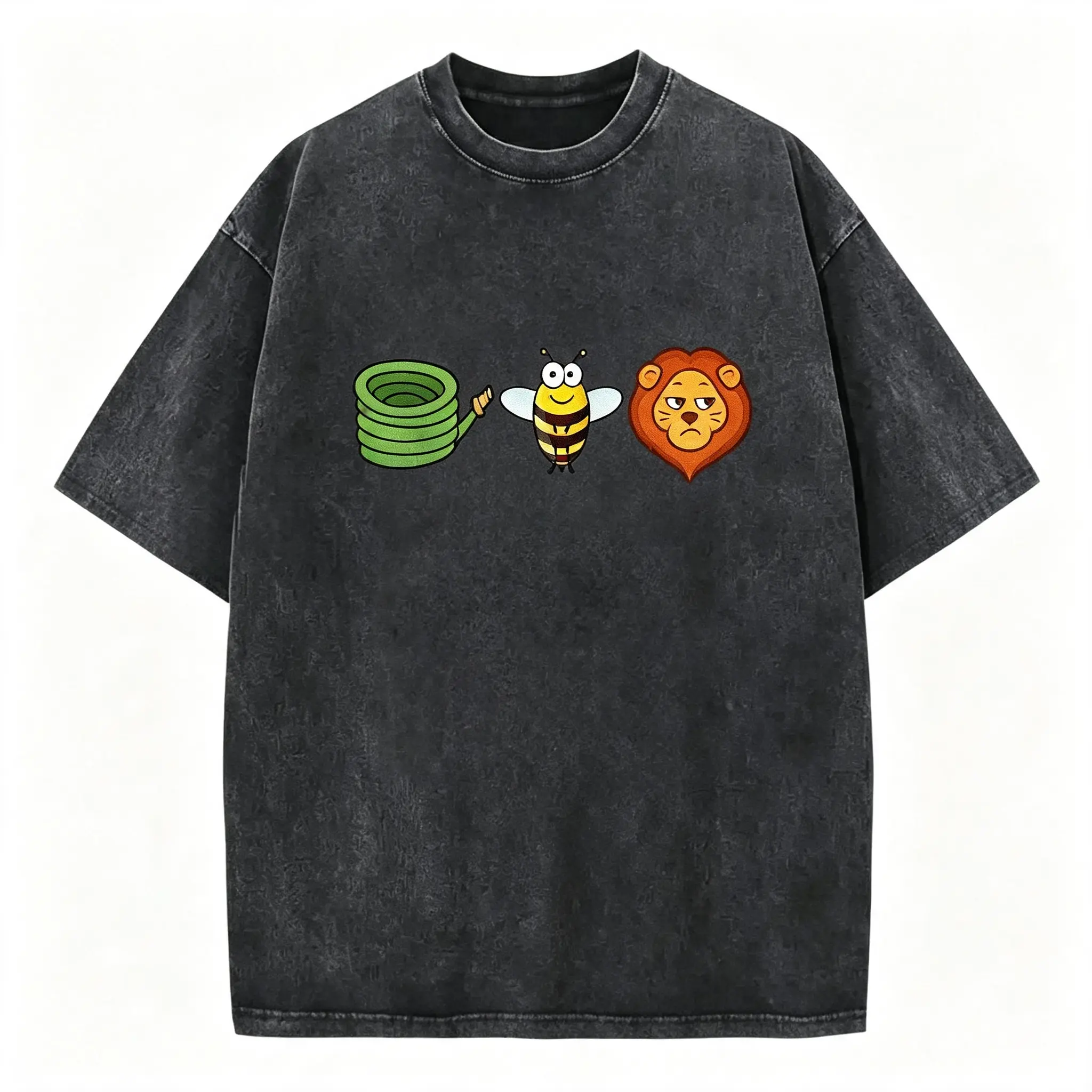 Menswear Graphic Print Cargo Oversized T-Shirt - Washed Cotton, Short Sleeve, Crew Neck, Relaxed Fit, Casual Streetwear Top for Men, Women, Round Neck, Stylish