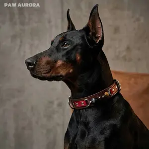 PAW AURORA Twilight Abyss Original Handmade Crystal Healing Collar | Exclusive Doberman Energy Accessory | Natural Stone Luxury Design | Medium Large Dogs Aesthetic Masterpiece