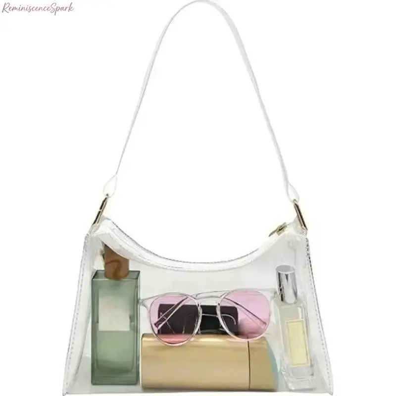 Clear Crossbody Bag for Stadium Events, Small See-Through Shoulder Purse with Adjustable Strap, Lightweight Durable Hands-Free Handbag for Concerts, Sports Games, Festivals and Travel