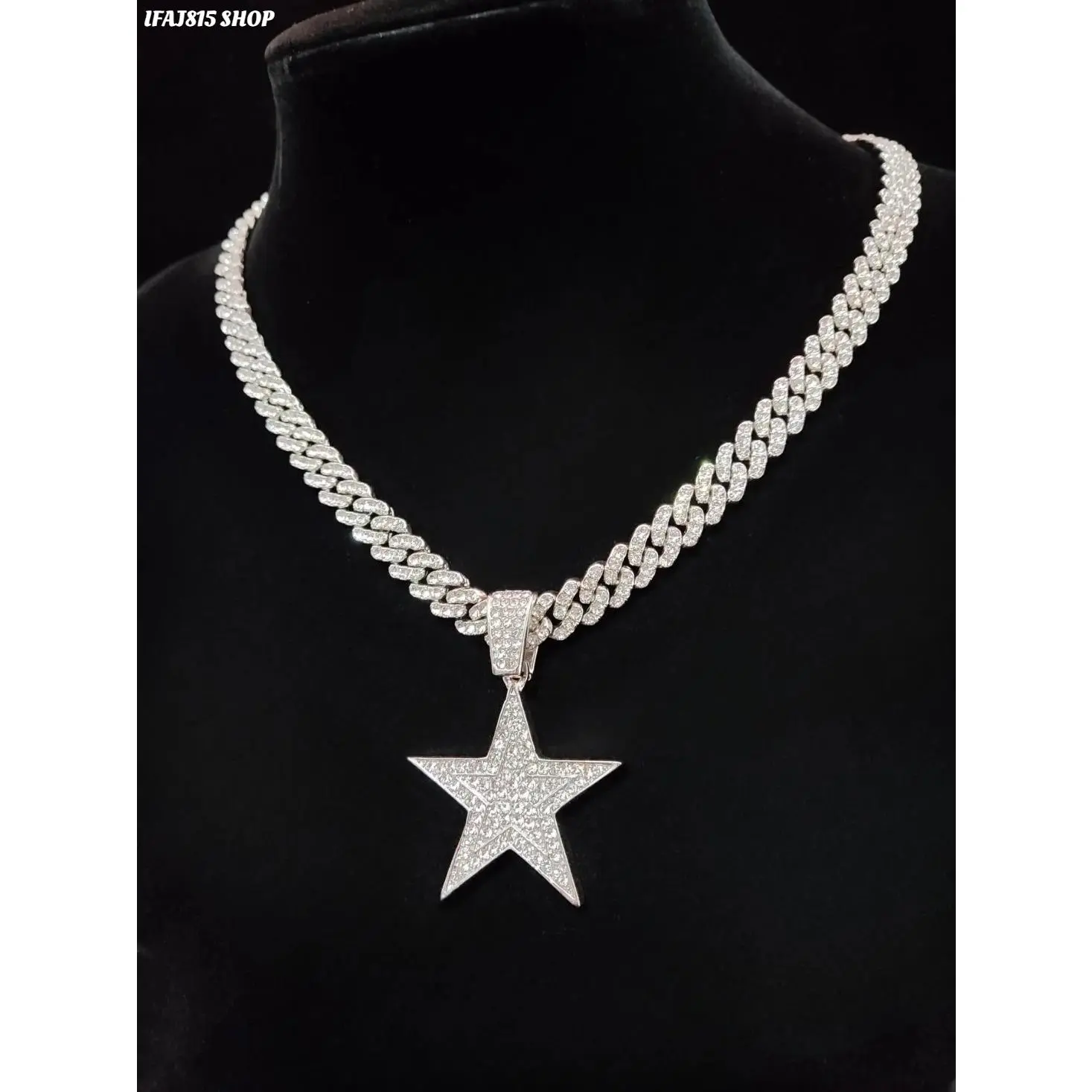 Star Shaped Pendant & 9mm Miami Cuban Link Design Chain Necklace, Fashionable Punk Style Jewelry for Party, Daily Decor, Trendy All-match & Exquisite Jewelry for Birthday Gift, Star Shine Necklace, Alloy Pendant Necklace