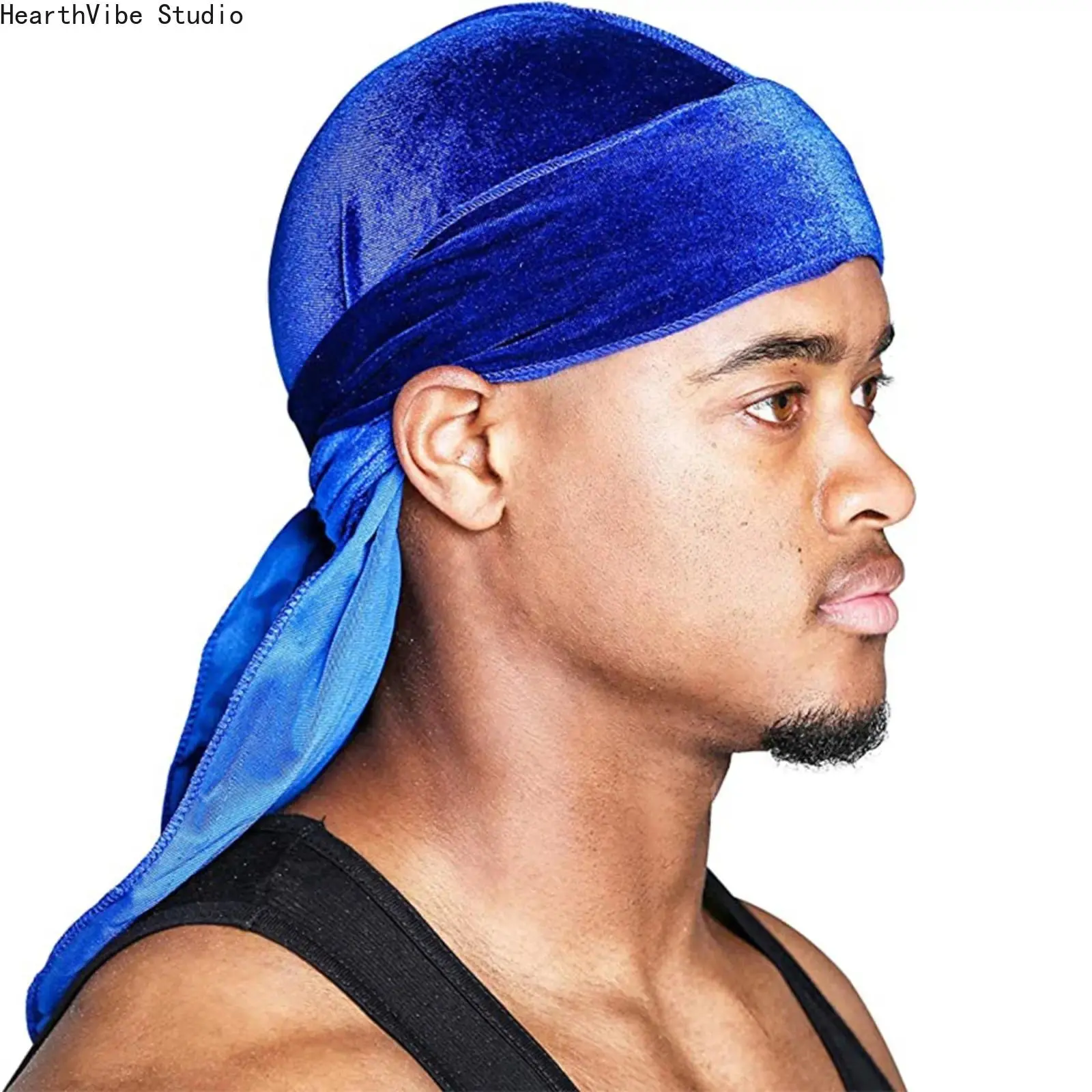 Velvet Durag with Silky Satin Lining for Elite 360 Waves, Unisex Hip Hop Streetwear with Extra Long Tails, Wide Straps, and Outside Seams, Durag Wrap, Unisex Fit