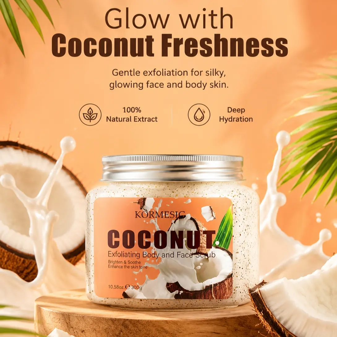 Coconut Extract Exfoliating Balm, Gentle Daily Use for Face and Body, Ideal for Rough Dry Skin, Revitalizes and Brightens