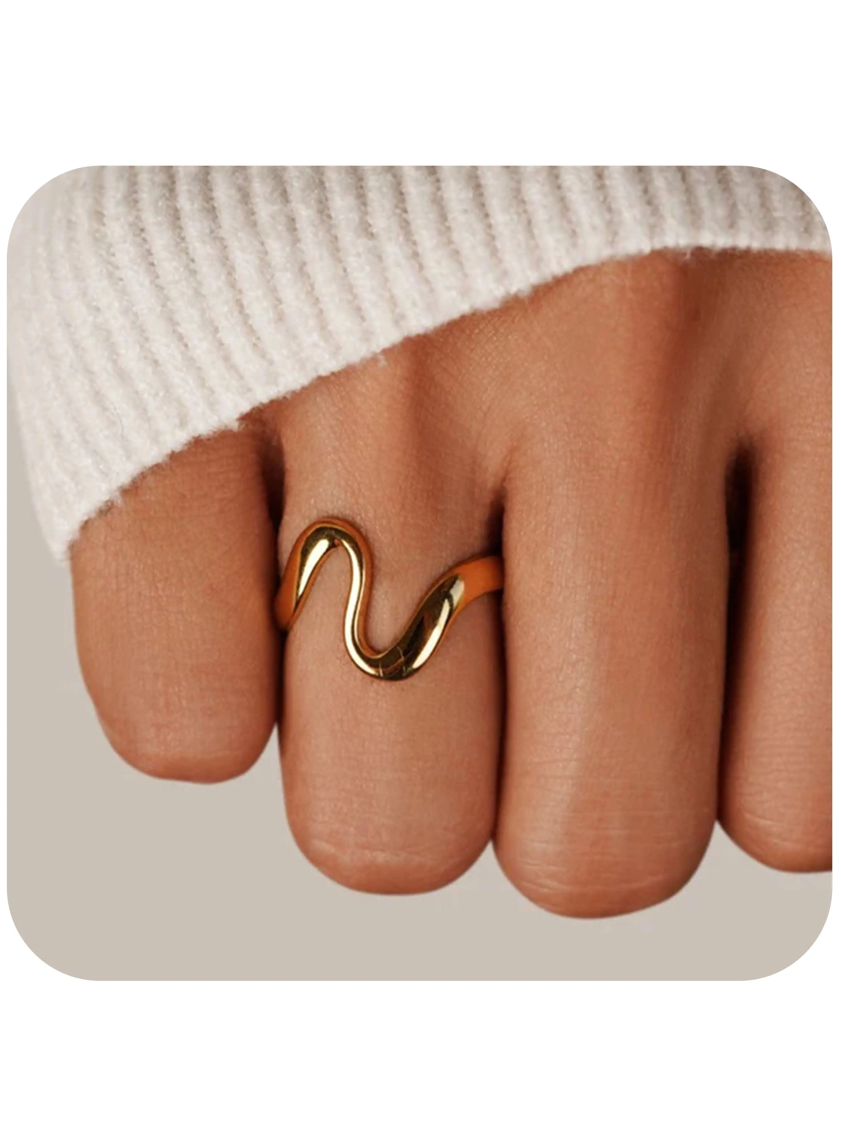 Adjustable Gold Wave Ring for Women, Tarnish Free Stackable Statement Ring, Minimalist Open Design for Daily & Party Wear, Perfect Gift for Her, Adjustable Open Rings