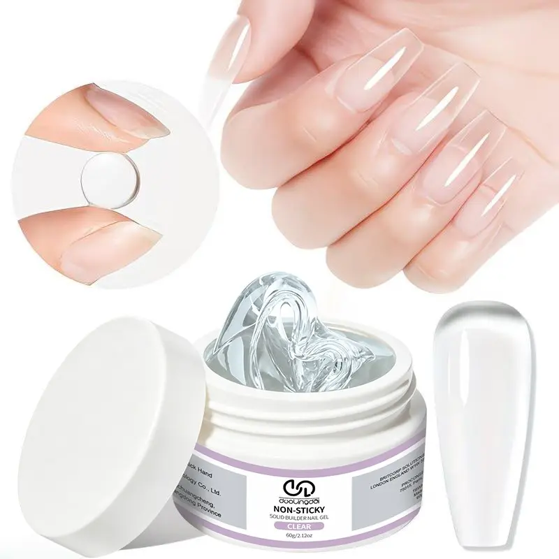 Duolingdai 60g Transparent Non-Sticky Solid Build-Up Gel, No Float Gel, UV/LED Shaping Gel, Ideal for 3D Embossing, Rhinestone Embedding, Nail Shape Sculpting