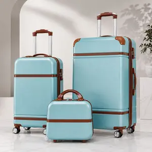 3-Piece Hardshell Luggage Set - 20" Carry-On, 28" Expandable Spinner & Cosmetic Case, Lightweight ABS, TSA Lock, 360° Wheels, White