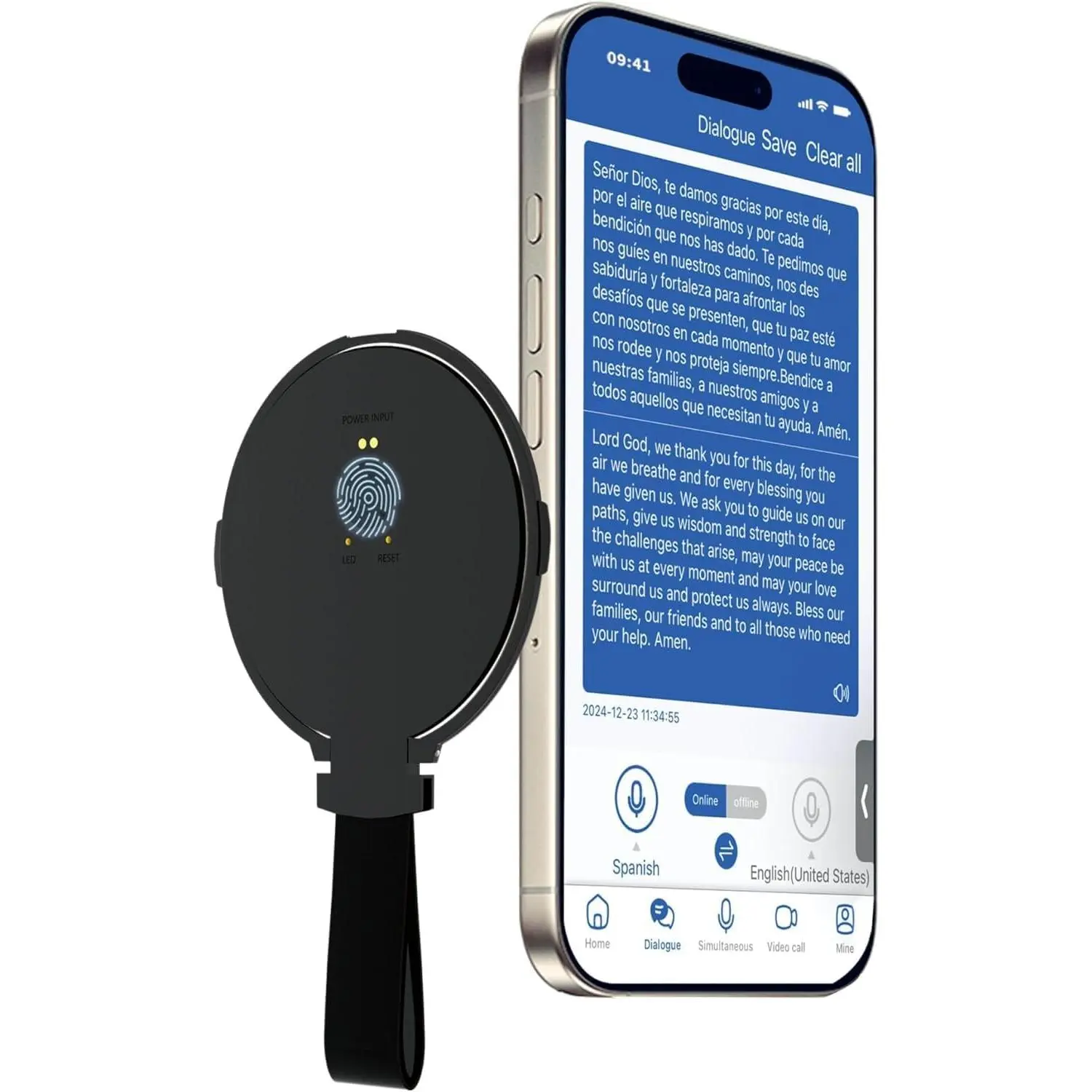 Language Translator Device for  Languages, Pocket AI Real Time Translation Device, Voice//Photo/Call/Offline Translate for Travel, Business & Learning (Black), Bluetooth, Ios&Android, Recording, Model 1