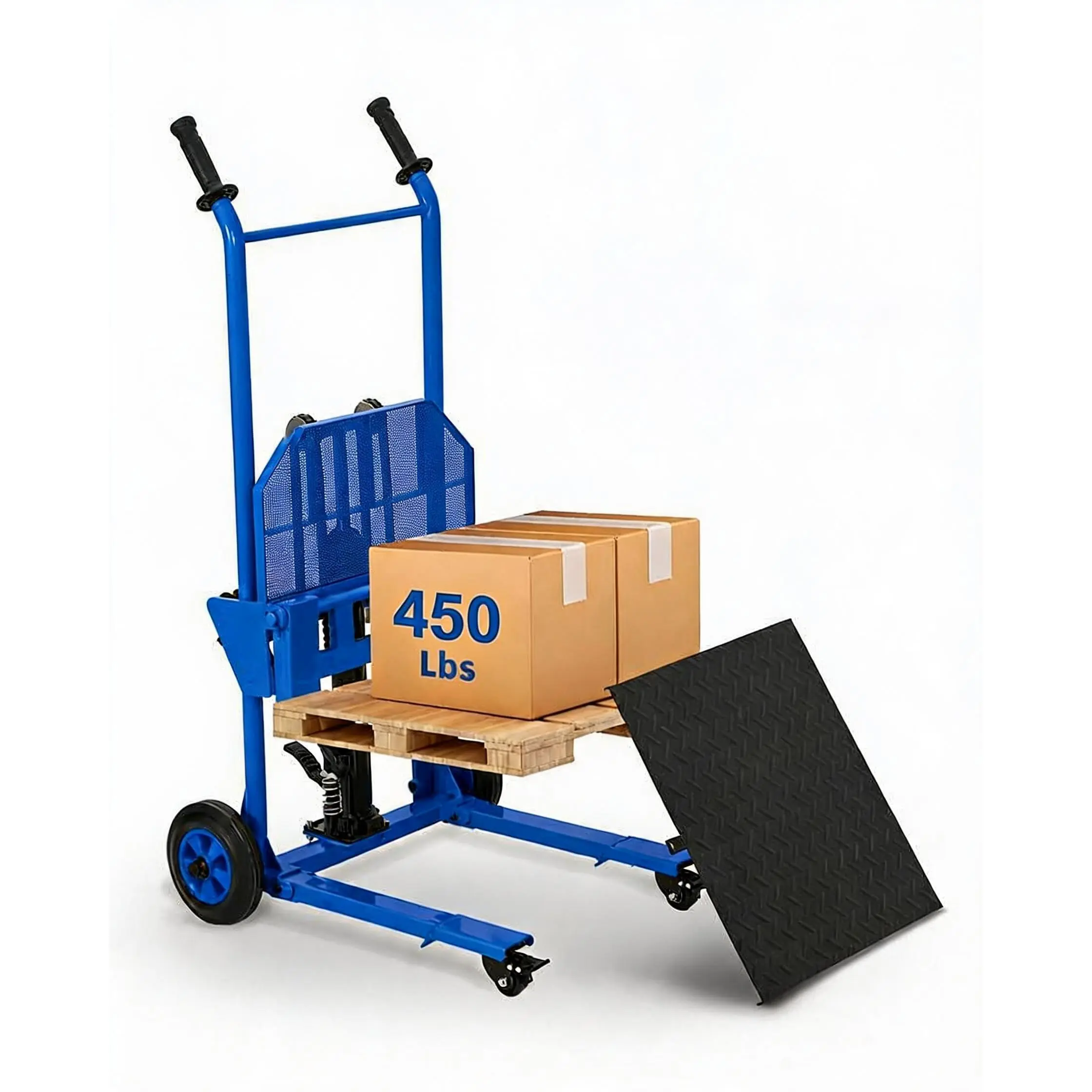 450 LBS Hydraulic Material Lift Hand Pallet Truck, Adjustable Width Forks, 36" Max Lifting Height, Steel Platform Cart with 360° Swivel Casters, Portable Hydraulic Stacker for Garage, Workshop & Logistics