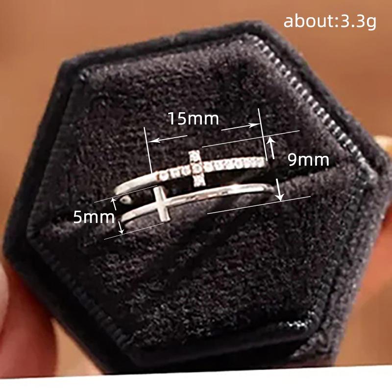 Double Layer Cross Ring for Women | Minimalist Ins Style CZ Statement Jewelry Double Layer Cross Ring for Women | Minimalist Ins Style CZ Statement Jewelry